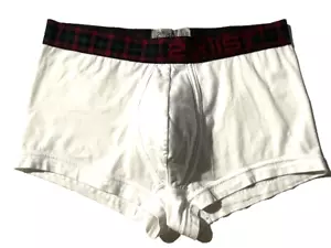 New 2(X)IST White Tartan Cotton Boxer Trunk Brief Underwear sz L #714 2xist - Picture 1 of 11