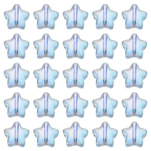 50Pcs Glass Crystal Beads, 8mm Frosted Star Shaped Charm, Light gray - Picture 1 of 6