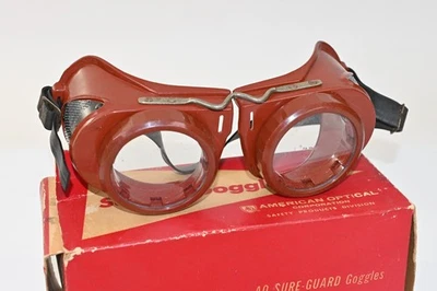 Vintage NIB Red Sure-Guard Safety Goggles Steampunk Torch Glasses Eye Protection - Image 1 of 4