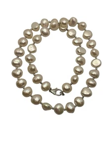 Collar de perlas barrocas de plata de ley cadena anudada con cuentas - Imagen 1 de 14
