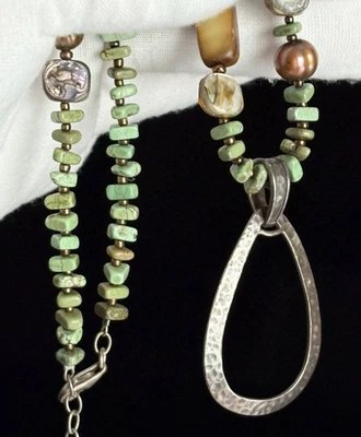 SILPADA NECKLACE 925 STERLING SILVER TURQUOISE ABALONE SHELL MODERN PENDANT 33g - Image 1 of 4