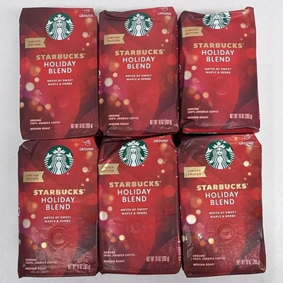 Starbucks Holiday Blend Medium Roast Ground Coffee 10oz 6 Bags Old stock - Image 1 of 2