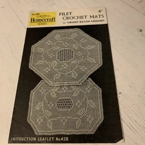 Vintage Crochet Pattern By Homecraft. Filet Crochet Mats. No 428 - Picture 1 of 4