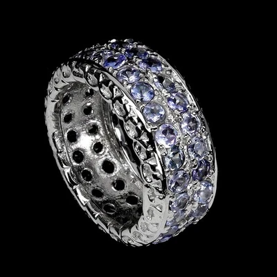 925 Sterling Silver Ring Round Tanzanite Natural Gemstone Jewelry Size 7 - Image 1 of 4