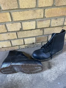 DR Martens Black Leather Steel Toe Satra Boots UK 9 Made in England 90s 131 - Picture 1 of 9