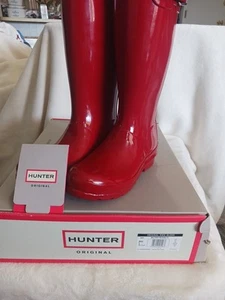 Hunter Original Big Kids Wellington Rain Boots Red Gloss US Size 4B New In Box - Picture 1 of 8