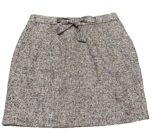 J. Minigonna Crew grigia maculata tweed misto lana seta foderata zip fiocco donna 2 - Foto 1 di 6