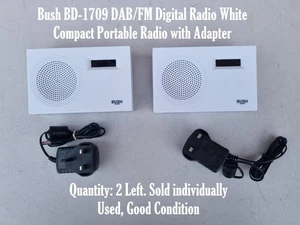 Bush BD-1709 DAB/UKW Digitalradio weiß – kompaktes tragbares Radio mit Adapter - Bild 1 von 22