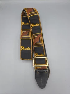 USADA DE COLECCIÓN Fender correa de guitarra con monograma (Bl/Y/Br) logotipo recto - Imagen 1 de 5
