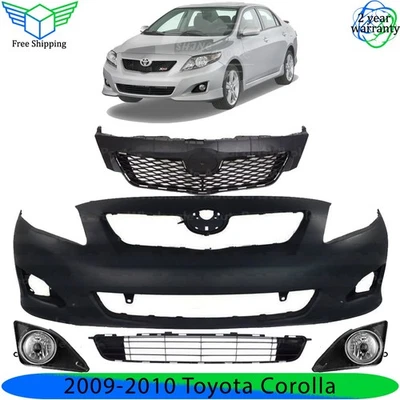Front Bumper Cover Fascia & Grille Assembly Kit For 2009-2010 Toyota Corolla - Imagem 1 de 4