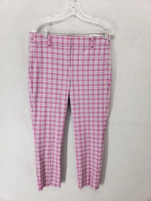 J Crew Cameron Pants Womens 10 Pink Plaid Cropped Stretch Dress Trousers Work - Image 1 of 4