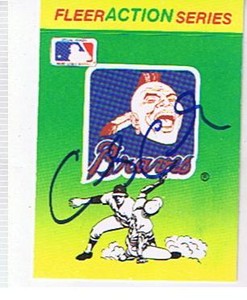 1990 FLEER BRAVES  CODY CLARK  AUTOGRAPHED CARD .