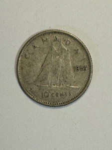 COLLECTABLE 1954 Canada 10 Cent SILVER Coin - Picture 1 of 2