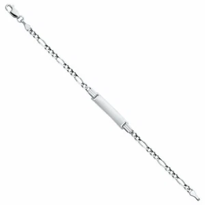 14k massives Weißgold Figaro 3+1 Baby ID Armband Pulsera Oro Solido Bebe 6" - Bild 1 von 3