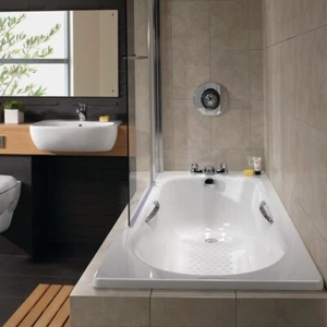 Plain 2 Tap Hole Steel Bath With Legs in 1500/1600/1700mm x 700mm Size - Picture 1 of 4