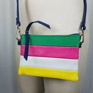 Charming Charlie Striped Leather Look Shoulder Bag Handbag Purse Crossbody Loud - Picture 1 of 6