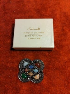 Vintage Miracle Celtic 8 Stones Multicolor Silver Brooch Pin 1.5" Scotscraft - Imagen 1 de 9