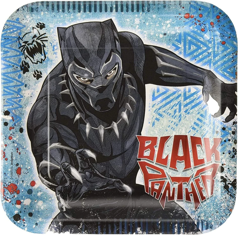 Platos de cena cuadrados de 9" Black Panther Marvel Avengers Superhéroe fiesta de cumpleaños Foto 1 de 1