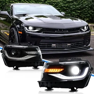 Headlights For Chevrolet Camaro 2014-2015 W/ LED DRL Projector Head Light LH+RH - Picture 1 of 12