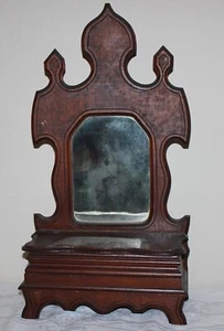 Beautiful Antique Victorian Colonial Wooden Candle Box Shaving Mirror Tabletop - Picture 1 of 18