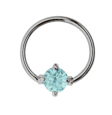 Titan Piercing Gioiello Petto Orecchio Intimo Anello BCR + Cristallo Incastonato - Immagine 1 di 2