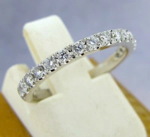 .25 ctw Diamonds Round Cut 14k White Gold Half Eternity Wedding Band Size 4.25 - Picture 1 of 5