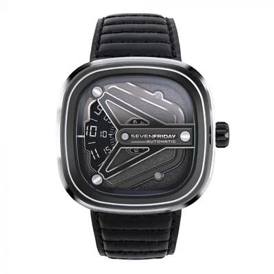 SevenFriday Men's Watch M-Series Automatic Silver Tone Case Black Strap M3-08 - Image 1 of 3