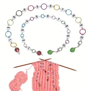 1set Glass & Acrylic Beaded Knitting Row Counter Chains with Aluminum Linking - Picture 1 of 6
