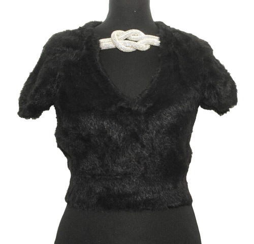 MAGLIONE CROP TOP ALEXANDER WANG NODO CRISTALLO SCOLLO A V PICCOLO