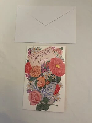Tarjeta de felicitación Get Well Soon con sobre flores se puede personalizar Foto 1 de 2