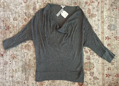 ¡NUEVO! CASLON Gris Tejido Top Cuello Capucha Algodón Ligero Dolman 3/4-Slv GRANDE NUEVO CON ETIQUETAS Foto 1 de 4