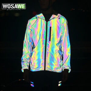 WOSAWE Men Night Reflective Jacket Bike Cycling Windproof Comfortable Breathable