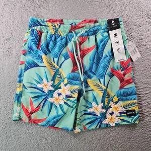 NWT Hurley Board Shorts Swim Trunks Men Small No Liner Palm Leaf Green Blue Red - Picture 1 of 12