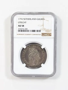 1794 Netherlands Utrecht 1 Gulden Silver NGC AU58 - Picture 1 of 5