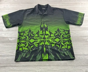 Amplify schwarz mit grüner Grafik Kurzarm Hemd mit Knopfleiste Größe XL Y2K - Bild 1 von 11