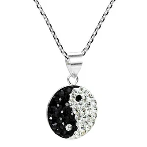 Collar de plata de ley de cristal Yin Yang Sparkle Balance de 12 mm - Imagen 1 de 4