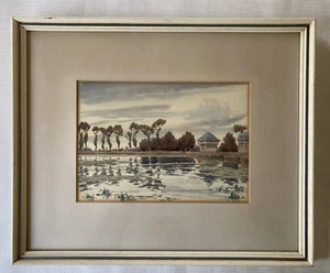 WW1 Artist John Aston Antique Watercolour Lake Scene Painting 1917 Signed Framed - Picture 1 of 13