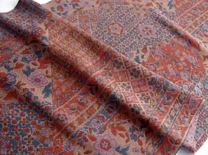 Vintage Japanese Kimono Silk Fabric, Red Floral Patchwork Long Panel 36cmx 166cm - Picture 1 of 10