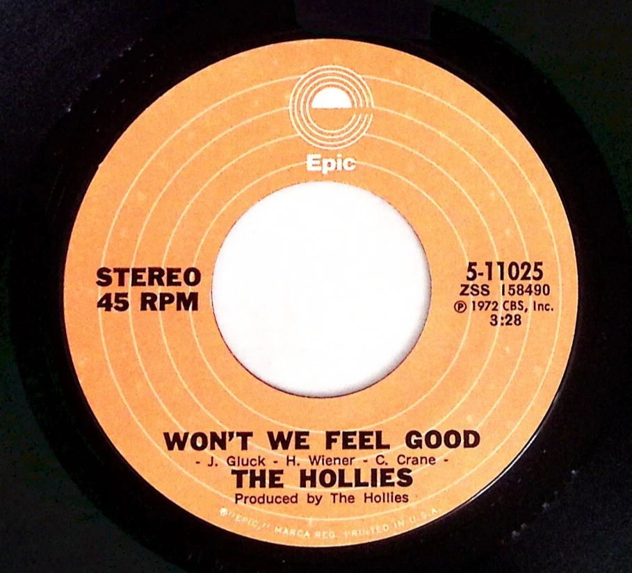 THE HOLLIES — ЗАМЕДЛЯЙТЕСЬ/НЕ БУДЕМ ЛИ МЫ ЧУВСТВОВАТЬ СЕБЯ ХОРОШО EPIC RECORDS ВИНИЛ 45 79–126 - Изображение 1 из 3