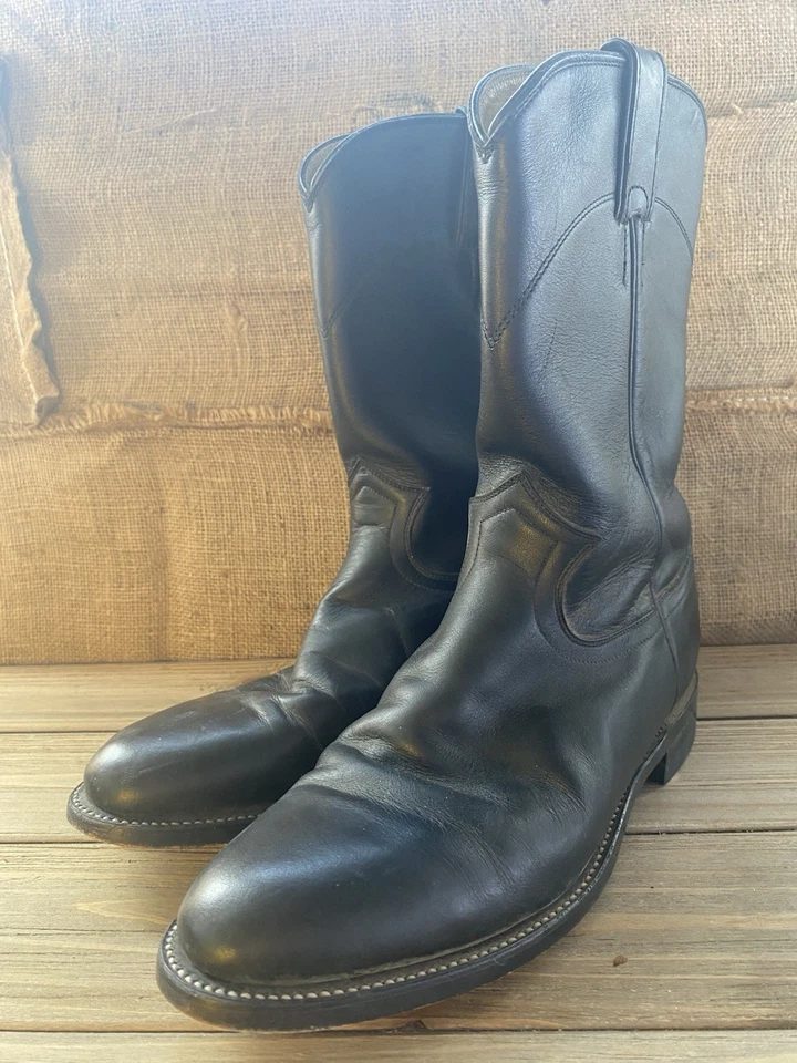 Botas occidentales Justin de cuero negras para mujer talla 7,5 preppy grunge góticas Foto 1 de 4