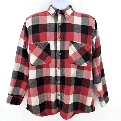 Camisa de Franela Five Brother Hombre L Roja Negra Cuadros Vintage Años 90 Algodón Trabajo Foto 1 de 4