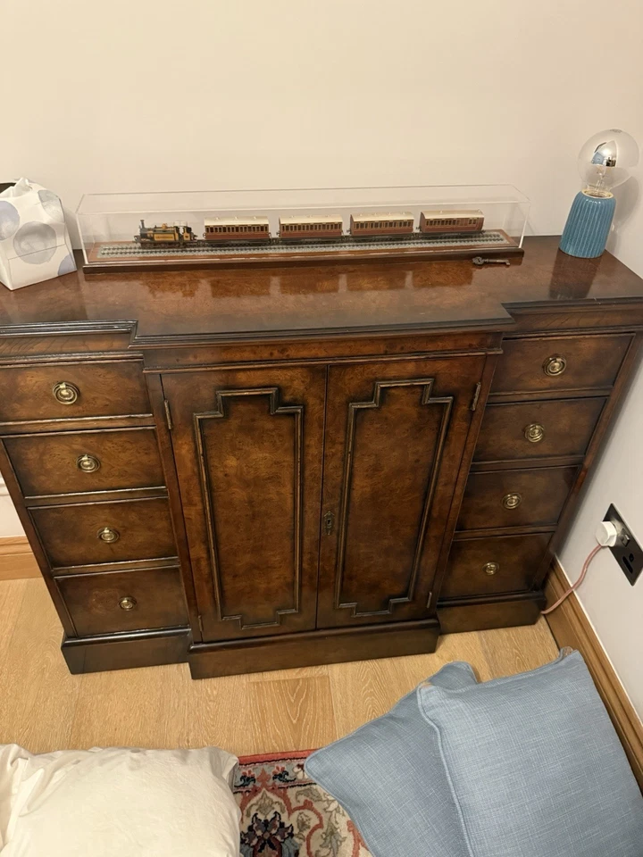 Vintage Mahogany-Style Sideboard Cabinet with Brass Handles - Image 1 of 1
