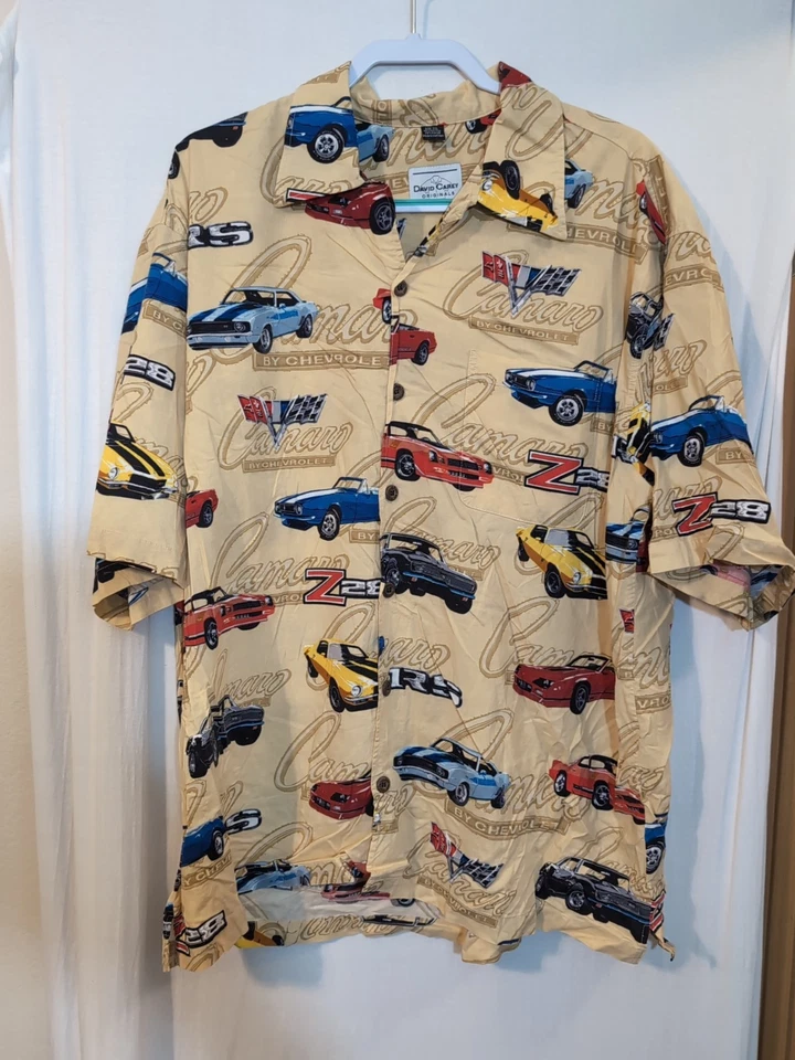 David Carey Originals Z06 Camaro All Over Button Up S/S Camp Shirt SZ 2XL  - Image 1 of 4