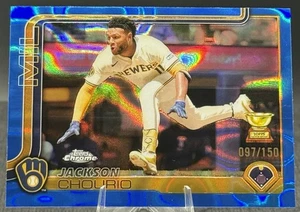 2025 Topps Chrome Blue Lava Refractor #262 Jackson Chourio /150 Brewers - Picture 1 of 2
