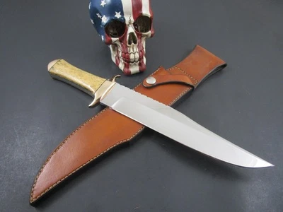 Jim Siska Custom Knives Incredible Polished Clip Point Bowie Silicon Bronze Guar - Image 1 of 4