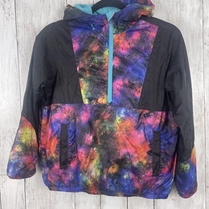 Lands End Jacket Kids Large Multicolor Cosmic Fleece Lined Half Zip Lightweight - Picture 1 of 7