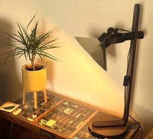 1970's MCM Swedish Borje Claes Norlett Elit wood & brass table lamp. Working. - Picture 1 of 13