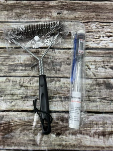 New BBQ Brush Grill Cleaning Stainless Steel Wire Bristle With Meat Thermometer - Picture 1 of 4