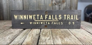 Frühes altes geschnitztes Holz Winniweta Falls New Hampshire Pfeil Meilen Weg Schild - Bild 1 von 20