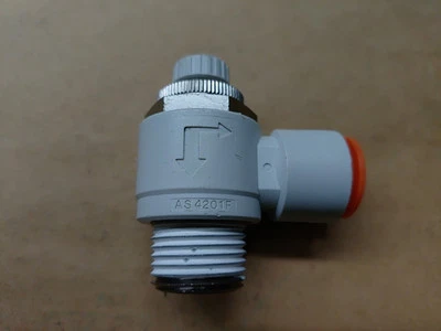 SMC AS4201F-04-13 90° Elbow Flow Control Valve 1/2 NPT to 1/2 OD Tube - Image 1 of 2